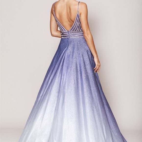 Jeweled Spaghetti Straps Long Evening Dress AC487 - Picture 3 of 6